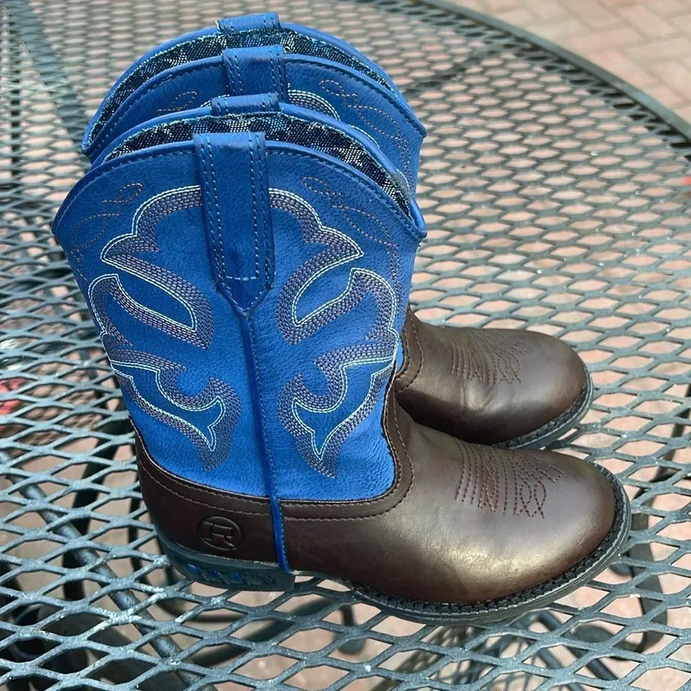 Roper Kids Lightning (Toddler/Little Kid) Blue and Brown Western Boots Size 11